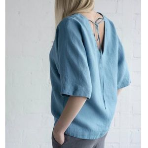 Handmade loose linen summer blouse